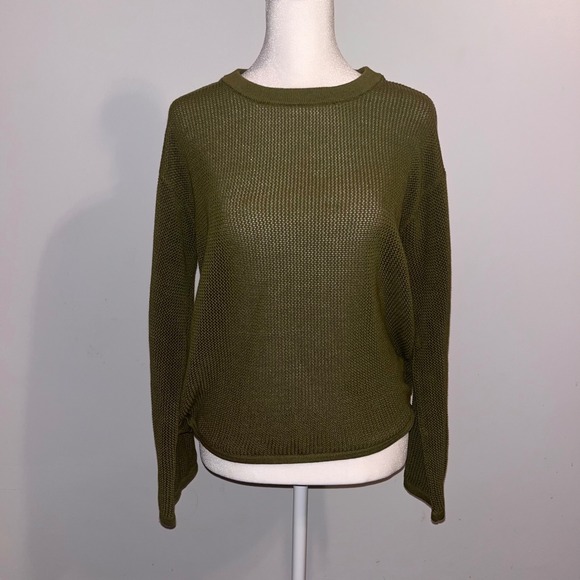 Michael Kors-Olive Green Knit Sweater Lightweight Pullover Long Sleeve‎ - Picture 1 of 6